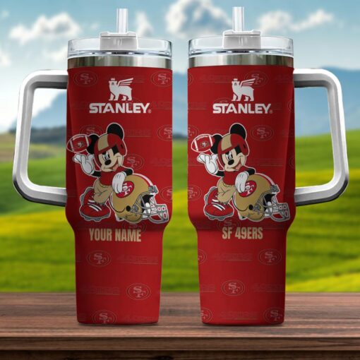 san francisco 49ers nfl mickey mouse custom stanley quencher 40oz stainless steel tumbler with handle rpqm8 1