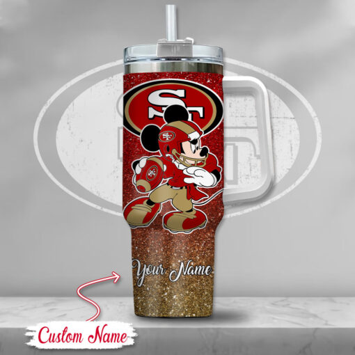 san francisco 49ers nfl mickey mouse glitter custom stanley quencher 40oz stainless steel tumbler with handle mbgwi