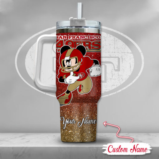 san francisco 49ers nfl mickey mouse glitter custom stanley quencher 40oz stainless steel tumbler with handle rsqoc