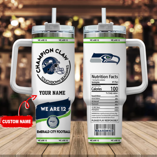 seattle seahawks nfl champion claw custom stanley quencher 40oz stainless steel tumbler with handle erhvr 1