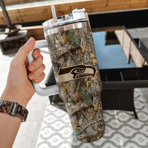 seattle seahawks nfl hunting custom stanley quencher 40oz stainless steel tumbler with handle b4jf0