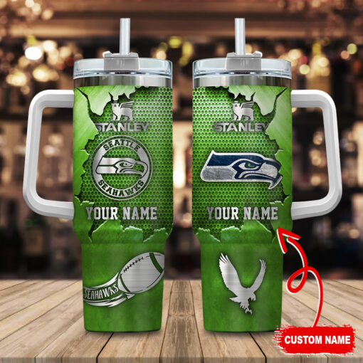 seattle seahawks nfl metal style custom stanley quencher 40oz stainless steel tumbler with handle zfcnz 1