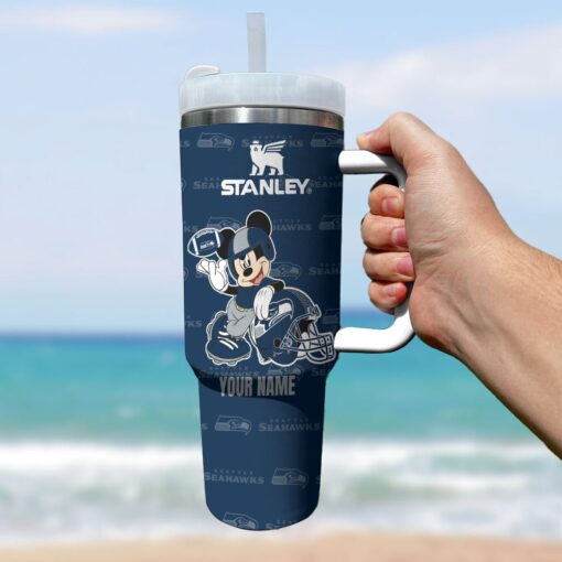 seattle seahawks nfl mickey mouse custom stanley quencher 40oz stainless steel tumbler with handle p3jzq