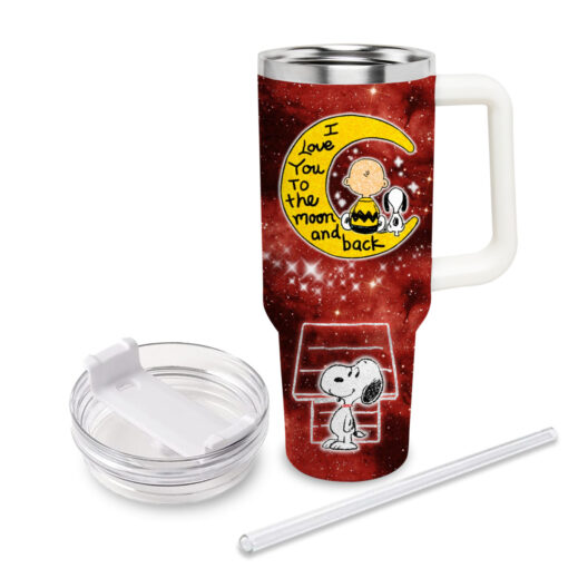 snoopy and charlie brown peanuts cartoon custom stanley quencher 40oz stainless steel tumbler with handle vlvsk