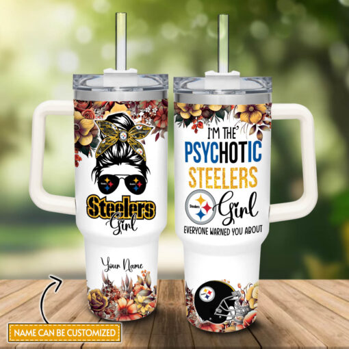 steelers cartoon custom stanley quencher 40oz stainless steel tumbler with handle rqiej