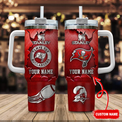 tampa bay buccaneers nfl metal style custom stanley quencher 40oz stainless steel tumbler with handle 2bx3x 1