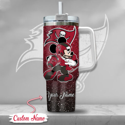 tampa bay buccaneers nfl mickey mouse glitter custom stanley quencher 40oz stainless steel tumbler with handle anjwv