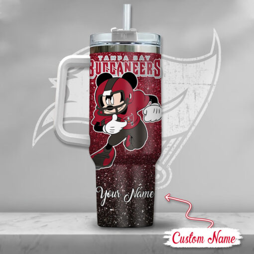 tampa bay buccaneers nfl mickey mouse glitter custom stanley quencher 40oz stainless steel tumbler with handle zwdke