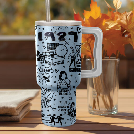 taylor swift 1989 album music custom stanley quencher 40oz stainless steel tumbler with handle m5og0