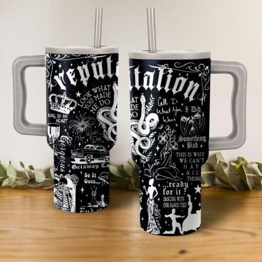 taylor swift reputation album music custom stanley quencher 40oz stainless steel tumbler with handle orwrk 1