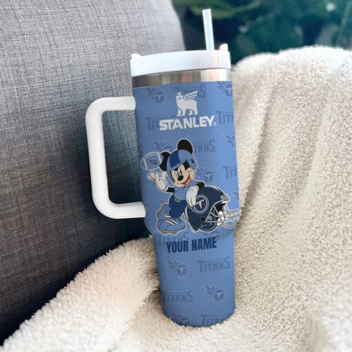 tennessee titans nfl mickey mouse custom stanley quencher 40oz stainless steel tumbler with handle