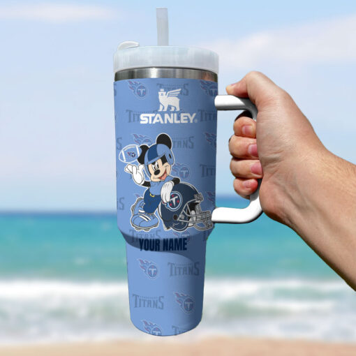 tennessee titans nfl mickey mouse custom stanley quencher 40oz stainless steel tumbler with handle e3166