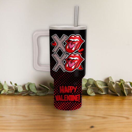 the rolling stones happy valentine music custom stanley quencher 40oz stainless steel tumbler with handle