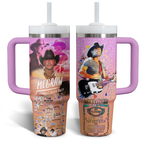 tim mcgraw music custom stanley quencher 40oz stainless steel tumbler with handle