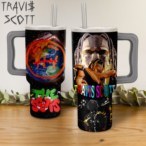 travis scott music custom stanley quencher 40oz stainless steel tumbler with handle mcg2u