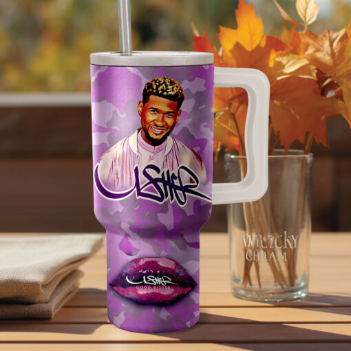 usher good kisser music custom stanley quencher 40oz stainless steel tumbler with handle iu2yv