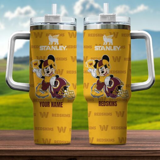 washington commanders nfl mickey mouse custom stanley quencher 40oz stainless steel tumbler with handle pkr70