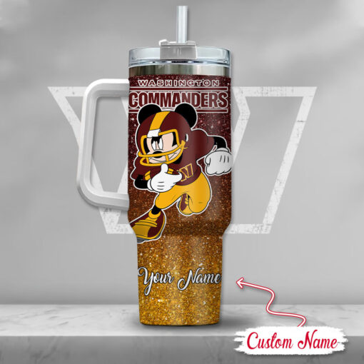 washington commanders nfl mickey mouse glitter custom stanley quencher 40oz stainless steel tumbler with handle m9dfv