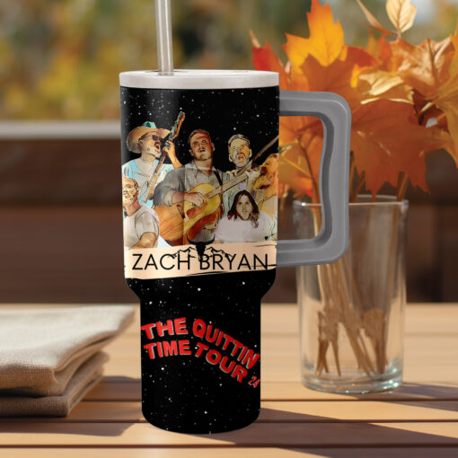 zach bryan the quittin time tour 24 music custom stanley quencher 40oz stainless steel tumbler with handle